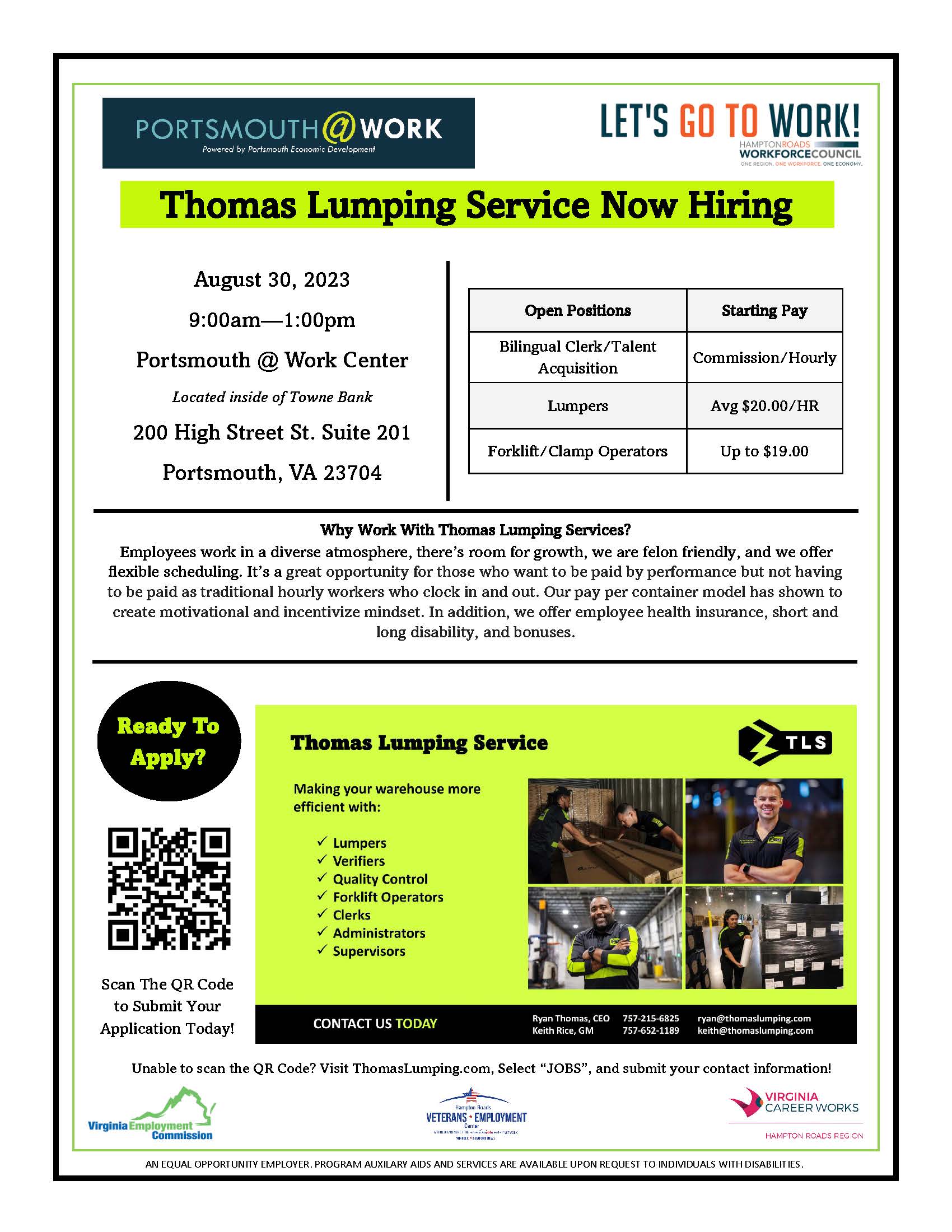 Thomas Lumping Service Hiring Event Flyer