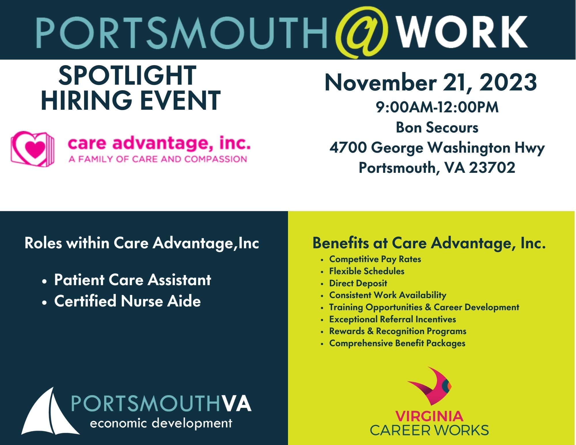Hiring Event Flyer For Care Advantage Nov 21